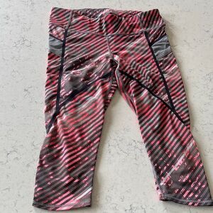 Athleta Pink and Gray Striped Active Capris size Medium